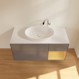 Тумба под раковину Villeroy & Boch Finion 120х50,1 см с подсветкой МДФ антрацит матовый лак/стекло белое матовое G951HFGK