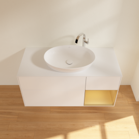 Тумба под раковину Villeroy & Boch Finion 120х50,1 см с подсветкой МДФ белый матовый лак/стекло белое матовое G951HFMT