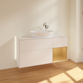 Тумба под раковину Villeroy & Boch Finion 120х50,1 см с подсветкой МДФ белый матовый лак/стекло белое матовое G951HFMT