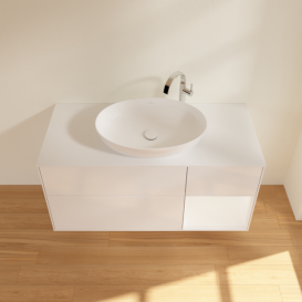 Тумба под раковину Villeroy & Boch Finion 120х50,1 см с подсветкой МДФ глянцевый белый лак/стекло белое матовое G951MTGF