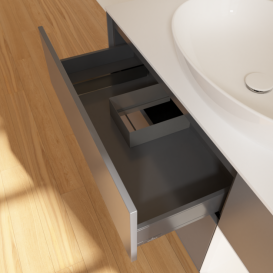 Тумба под раковину Villeroy & Boch Finion 120х50,1 см с подсветкой МДФ антрацит матовый лак/стекло белое матовое G951MTGK