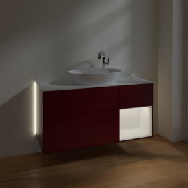 Тумба под раковину Villeroy & Boch Finion 120х50,1 см с подсветкой МДФ пион матовый лак/стекло белое матовое G951MTHB