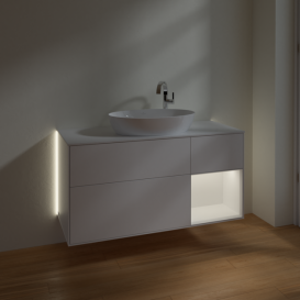 Тумба под раковину Villeroy & Boch Finion 120х50,1 см с подсветкой МДФ белый матовый лак/стекло белое матовое G951MTMT