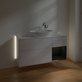 Тумба под раковину Villeroy & Boch Finion 120х50,1 см с подсветкой МДФ глянцевый белый лак/стекло белое матовое G951PDGF