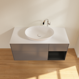 Тумба під раковину Villeroy & Boch Finion 120х50,1 см з підсвічуванням антрацит матовий лак/скло біле матове G951PDGK