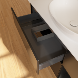 Тумба под раковину Villeroy & Boch Finion 120х50,1 см с подсветкой МДФ черный матовый лак/стекло белое матовое G951PDPD