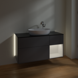 Тумба під раковину Villeroy & Boch Finion 120х50,1 см з підсвічуванням антрацит матовий лак/скло чорне матове G952GFGK