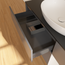 Тумба під раковину Villeroy & Boch Finion 120х50,1 см з підсвічуванням антрацит матовий лак/скло чорне матове G952GFGK