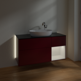 Тумба під раковину Villeroy & Boch Finion 120х50,1 см з підсвічуванням МДФ півонія матовий лак/скло чорне матовеТумба під раковину Villeroy & Boch Finion 120х50,1 см з підсвічуванням МДФ півонія матовий лак/скло G952GFHB