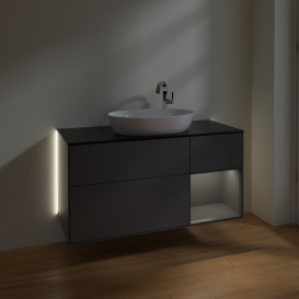 Тумба под раковину Villeroy & Boch Finion 120х50,1 см с подсветкой МДФ антрацит матовый лак/стекло черное матовое G952GKGK