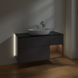 Тумба под раковину Villeroy & Boch Finion 120х50,1 см с подсветкой МДФ антрацит матовый лак/стекло черное матовое G952GNGK
