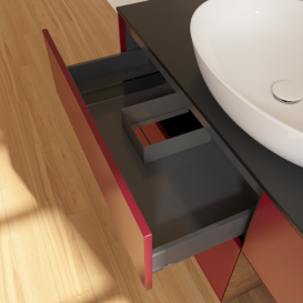 Тумба під раковину Villeroy & Boch Finion 120х50,1 см з підсвічуванням МДФ півонія матовий лак/скло чорне матове G952GNHB