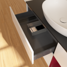 Тумба під раковину Villeroy & Boch Finion 120х50,1 см з підсвіткою МДФ білий глянцевий лак/скло чорне матове G952HBGF