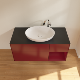 Тумба під раковину Villeroy & Boch Finion 120х50,1 см з підсвічуванням МДФ півонія матовий лак/скло чорне матове G952HBHB