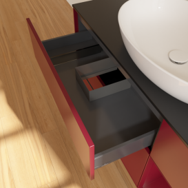 Тумба під раковину Villeroy & Boch Finion 120х50,1 см з підсвічуванням МДФ півонія матовий лак/скло чорне матове G952HBHB