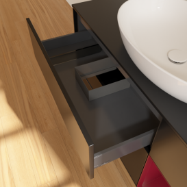 Тумба під раковину Villeroy & Boch Finion 120х50,1 см з підсвічуванням МДФ чорний матовий лак/скло чорне матове G952HBPD