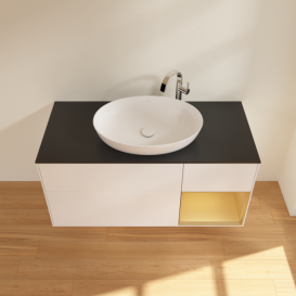 Тумба під раковину Villeroy & Boch Finion 120х50,1 см із підсвічуванням МДФ білий матовий лак/скло чорне матове G952HFMT