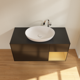 Тумба под раковину Villeroy & Boch Finion 120х50,1 см с подсветкой МДФ черный матовый лак/стекло черное матовое G952HFPD