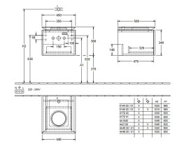 Тумба під раковину Villeroy&Boch Legato 45х50 см МДФ/ДСП чорний матовий лак B56500PD