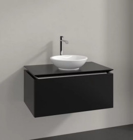 Тумба під раковину Villeroy&Boch Legato 80х50 см МДФ/ДСП чорний матовий лак B56900PD