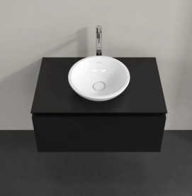 Тумба під раковину Villeroy&Boch Legato 80х50 см МДФ/ДСП чорний матовий лак B56900PD