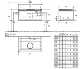 Тумба під раковину Villeroy & Boch Legato 80х50 см ДСП кам'яний дуб B56900RK