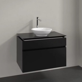 Тумба під раковину Villeroy&Boch Legato 80х50 см МДФ/ДСП чорний матовий лак B57000PD