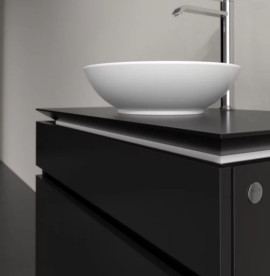 Тумба під раковину Villeroy&Boch Legato 80х50 см МДФ/ДСП чорний матовий лак B57000PD