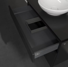 Тумба під раковину Villeroy&Boch Legato 80х50 см МДФ/ДСП чорний матовий лак B57000PD