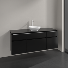 Тумба під раковину Villeroy&Boch Legato 140х55 см МДФ/ДСП чорний матовий лак B58600PD