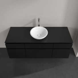 Тумба під раковину Villeroy&Boch Legato 140х55 см МДФ/ДСП чорний матовий лак B58600PD