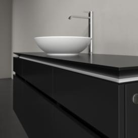 Тумба під раковину Villeroy&Boch Legato 140х55 см МДФ/ДСП чорний матовий лак B58600PD