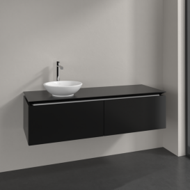 Тумба під раковину Villeroy&Boch Legato 140х38 см МДФ/ДСП чорний матовий лак B58700PD