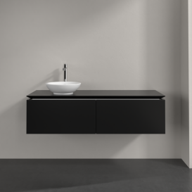 Тумба під раковину Villeroy&Boch Legato 140х38 см МДФ/ДСП чорний матовий лак B58700PD