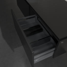 Тумба під раковину Villeroy&Boch Legato 140х38 см МДФ/ДСП чорний матовий лак B58700PD