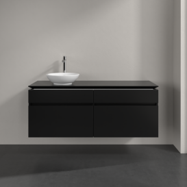 Тумба під раковину Villeroy&Boch Legato 140х55 см МДФ/ДСП чорний матовий лак B58800PD