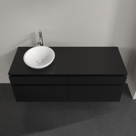 Тумба під раковину Villeroy&Boch Legato 140х55 см МДФ/ДСП чорний матовий лак B58800PD