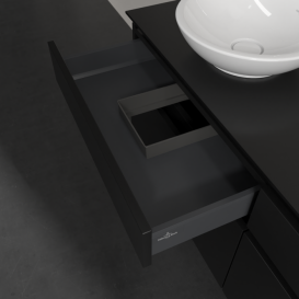 Тумба під раковину Villeroy&Boch Legato 140х55 см МДФ/ДСП чорний матовий лак B58800PD