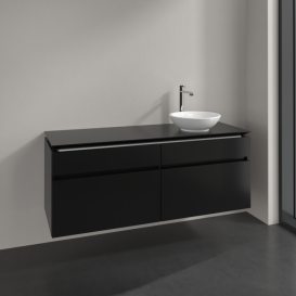 Тумба під раковину Villeroy&Boch Legato 140х55 см МДФ/ДСП чорний матовий лак B59000PD