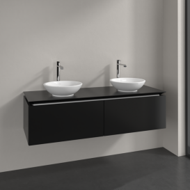 Тумба під раковину Villeroy&Boch Legato 140х38 см МДФ/ДСП чорний матовий лак B59100PD