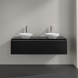 Тумба під раковину Villeroy&Boch Legato 140х38 см МДФ/ДСП чорний матовий лак B59100PD