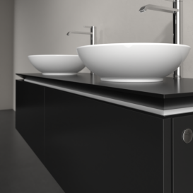 Тумба під раковину Villeroy&Boch Legato 140х38 см МДФ/ДСП чорний матовий лак B59100PD