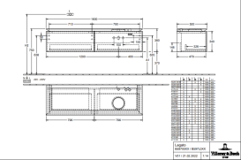 Тумба під раковину Villeroy & Boch Legato 160х38 см ДСП біле дерево B59700E8