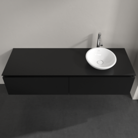 Тумба під раковину Villeroy&Boch Legato 160х38 см МДФ/ДСП чорний матовий лак B59700PD