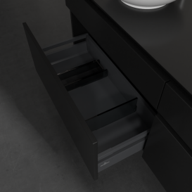 Тумба під раковину Villeroy&Boch Legato 160х55 см МДФ/ДСП чорний матовий лак B60000PD