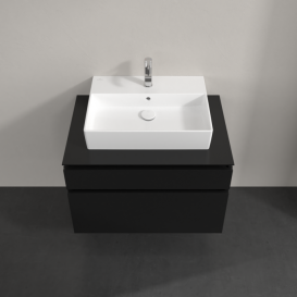 Тумба під раковину Villeroy&Boch Legato 80х55 см МДФ/ДСП чорний матовий лак B60200PD