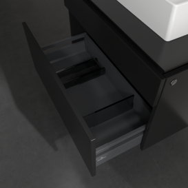 Тумба під раковину Villeroy&Boch Legato 80х55 см МДФ/ДСП чорний матовий лак B60200PD