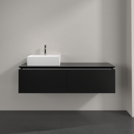 Тумба під раковину Villeroy&Boch Legato 140х38 см МДФ/ДСП чорний матовий лак B61300PD