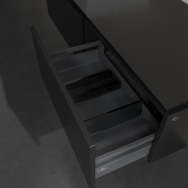 Тумба під раковину Villeroy&Boch Legato 140х38 см МДФ/ДСП чорний матовий лак B61300PD