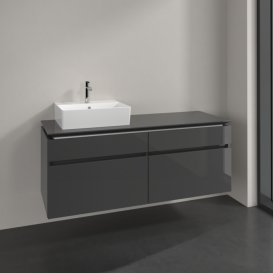 Тумба під раковину Villeroy & Boch Legato 140х55 см МДФ/ДСП глянсовий сірий B61400FP
